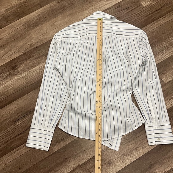 Madewell Women’s 100% Cotton Asymmetric Wrap Button-Up Shirt Size 00 Striped - Picture 15 of 15